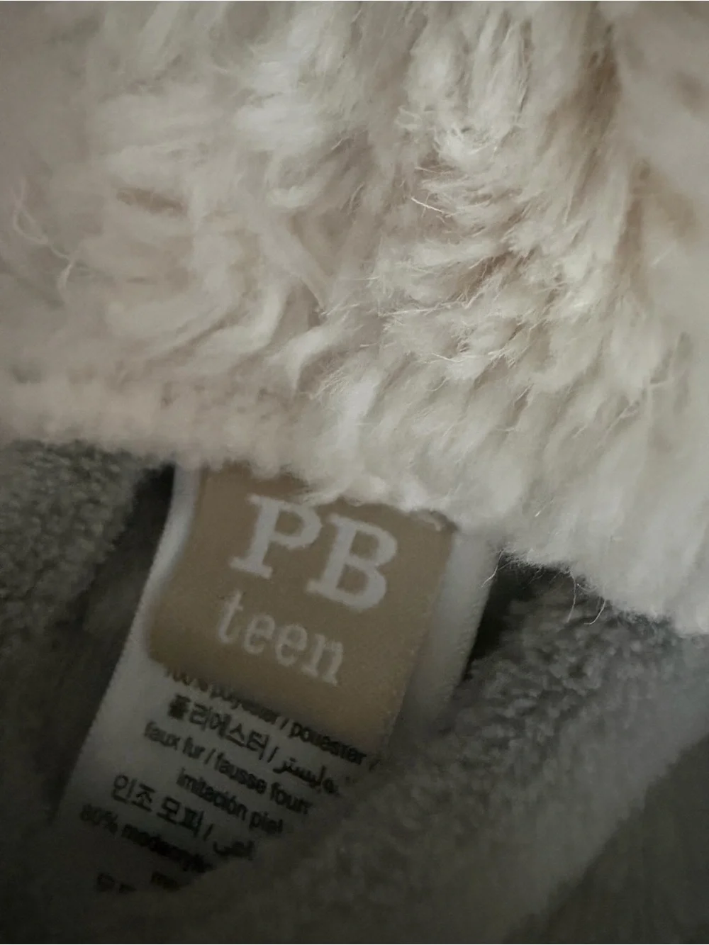 Pottery Barn Teen Hooded Gray Robe with Cream Sherpa Trim